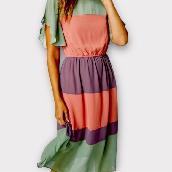 JustFab Dresses & Skirts - JustFab Colorblock Midi Dress